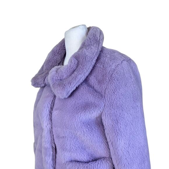 LEITH Sz XS Fur-Fect Fuzzy Faux Fur Jacket in Lavender Cute Elegant Warm - Picture 9 of 16